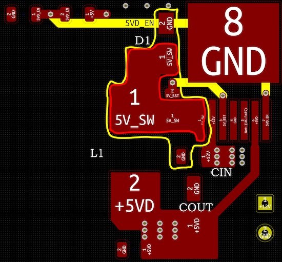 Non-synchronous buck regulator design with low-side power diode.