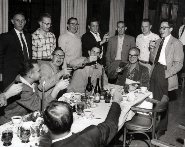 William Shockley celebrates his part in the 1956 Nobel Prize