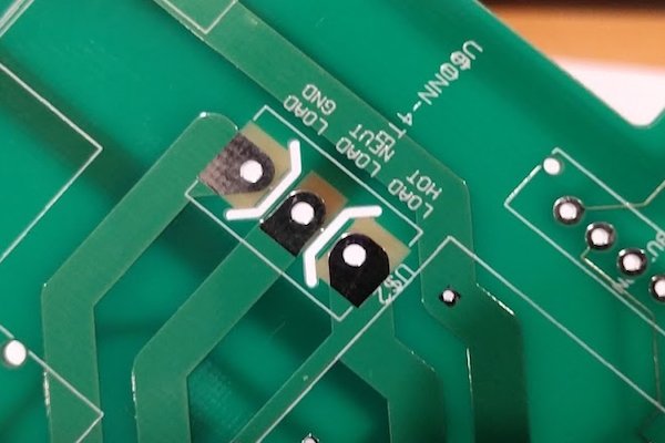 Routes cut out between pads for increased voltage isolation. - Image Courtesy of Scott Swaaley of MAKESafe Tools