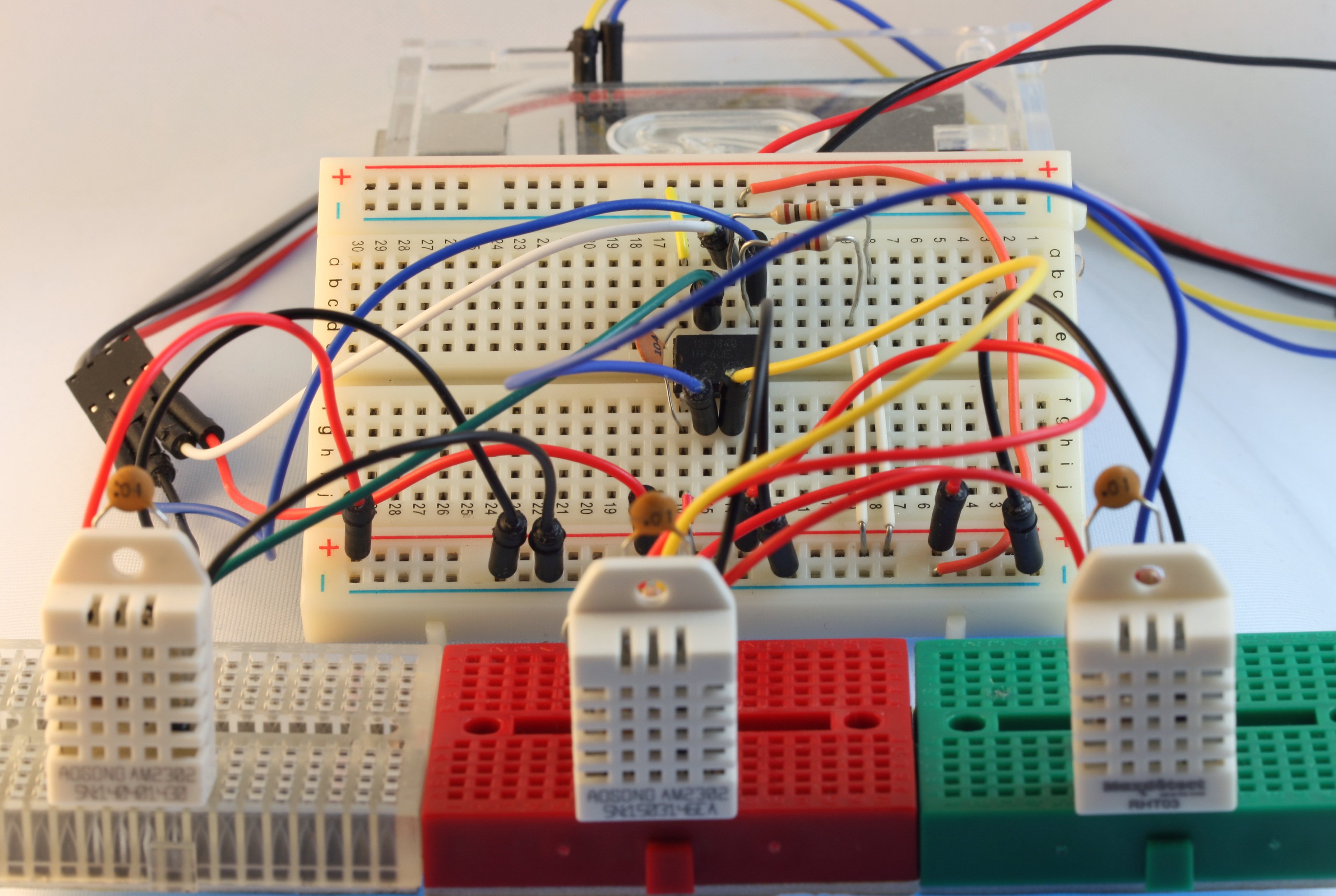 The project circuits on breadboards. The project circuits on breadboards.