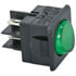 R13-104-B-G,Rocker,DPST ON-OFF Panel Mount Green Illuminated Rocker Switch