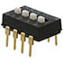 1825360-3,DIP,DIP Switch SPST 4 Position Through Hole Raised Slide Actuator (Standard) 100mA 24VDC