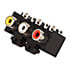 AJ842G3,Audio/Video,Jack RCA Pcb Mount Right Angle 3-Jack Red/White/Yellw Black Face