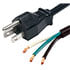 SY005-F-R,3-Conductor,3-Conductor AC Power Cord NEMA 5-15P to Pigtails SJT Jacket 10 Feet Black