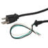 17236SR,3-Conductor,18AWG 3-Conductor Power Cord SVT Jacket 6 Foot Black Pigtail Wires