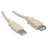 10U2-02106-E-R,USB Cables,USB A Male To USB A Female 2.0 Cable Beige 6 Feet